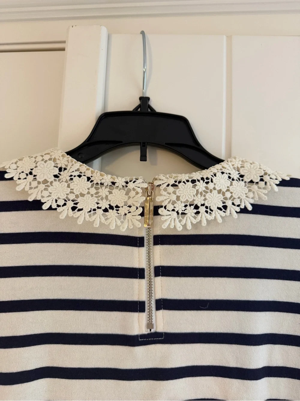 Kate Spade Navy and Cream Striped Women’s Dress with Lace Collar